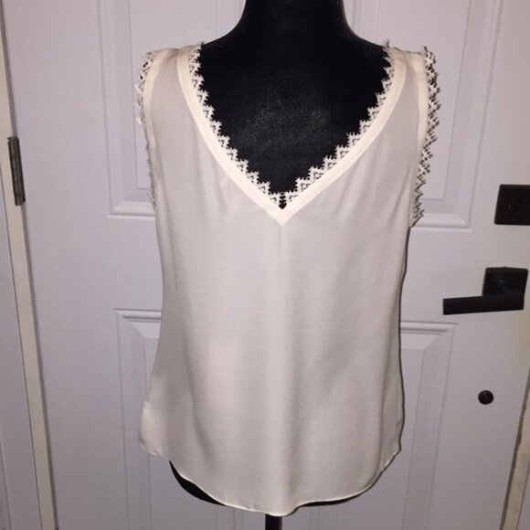 Rebecca Taylor Tailored SL Silk Lace Tank Top Snow 115 Size Small - Picture 4 of 13